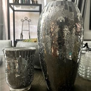Dark grey mosaic vase set